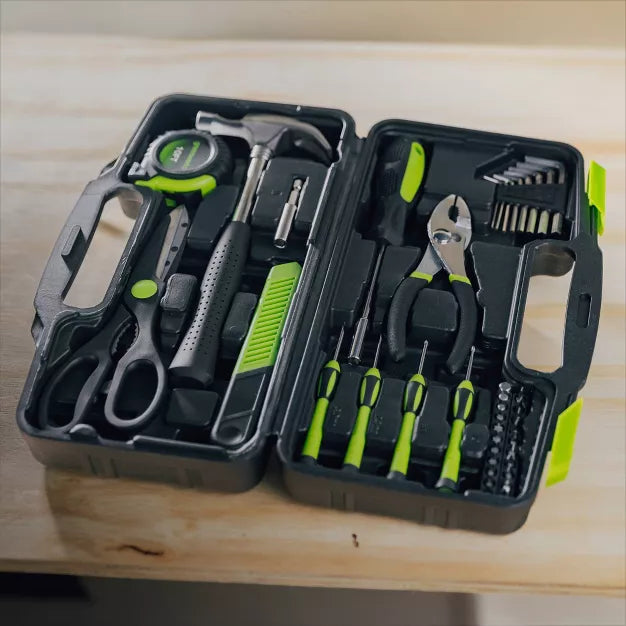 Household Tool Kit with Hand Tools and Storage Case