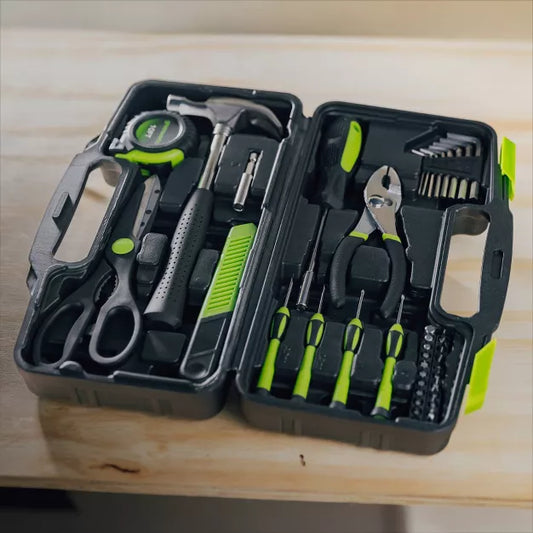 Household Tool Kit with Hand Tools and Storage Case